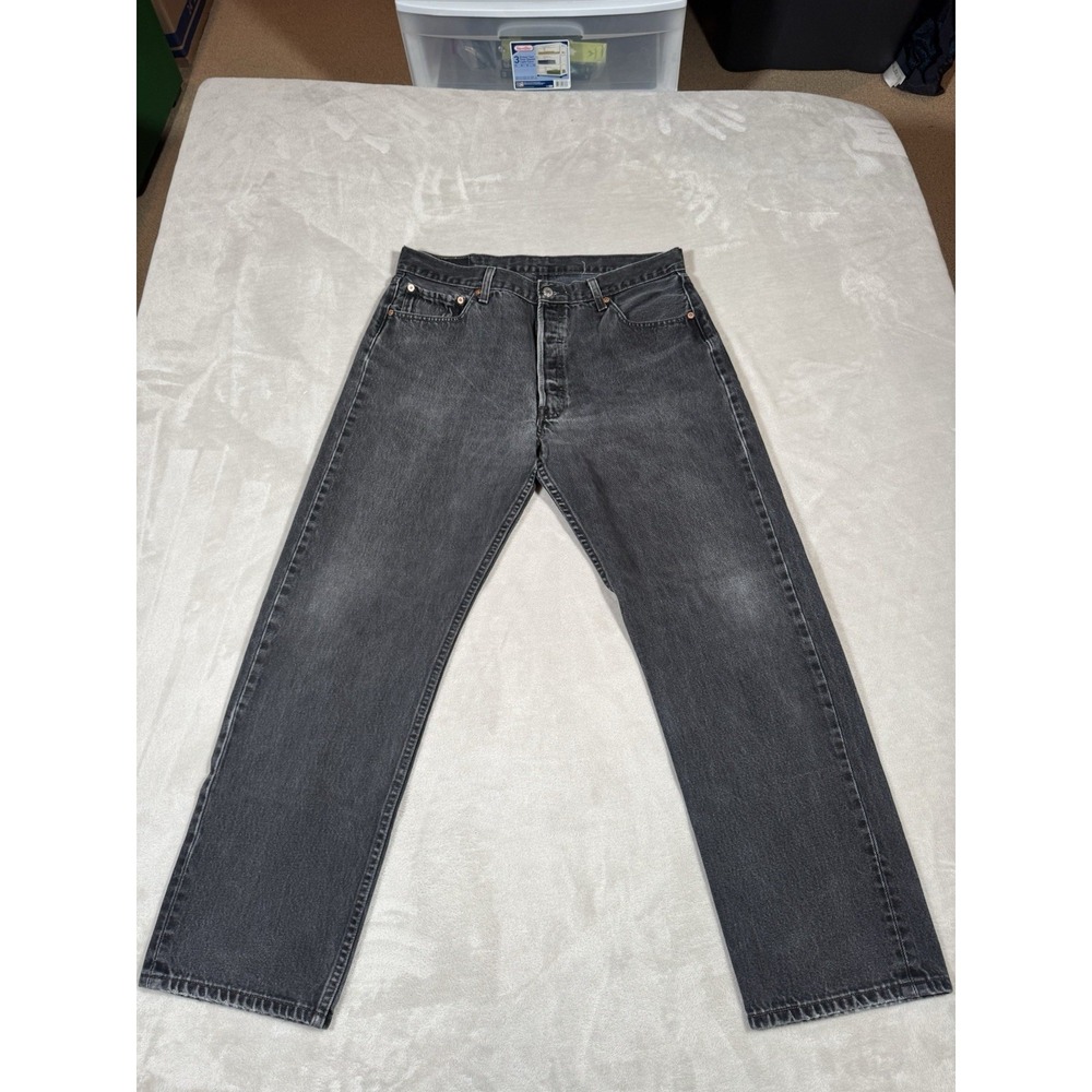 Vintage 90s Levis 501xx Jeans 36x30 (Fit 34x29) Black Button Fly MADE IN USA